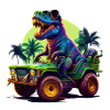 T Rex Drives Monster Truck