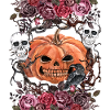 Creepy skulls with Halloween pumpkin
