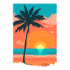 Retro-Sonnenaufgang am Strand