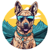 Cooler Schäferhund mit Sonnenbrille