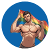 Mann mit Regenbogenflagge