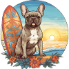 French Bulldog surfing
