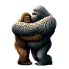 Yeti hugs Bigfoot