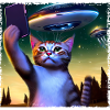 Cat selfie with UFO