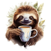 Cooles Faultier mit Kaffeetasse