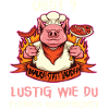 Witziges Schwein mit Fleischspruch