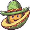 Avocado with Mexican sombrero hat
