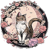 Cat with cherry blossoms
