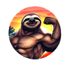 Muscular sloth in sunset