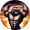 Muscular sloth in sunset