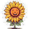 Cheerful sunflower with face