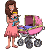 Dessin animé Maman avec bébé