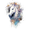 Cheval Blanc en Aquarelle