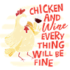 Poulets et vin