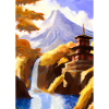 Japan Tower Wasserfall Gemälde