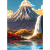 Japan Tower Wasserfall Gemälde
