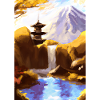 Japan Tower Wasserfall Gemälde