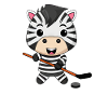 Kawaii Zebra spielt Eishockey Street Hockey