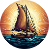Sailing ship in the sunset