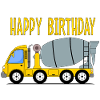 Concrete mixer Happy Birthday yellow
