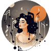 Logo femme avec notes