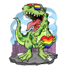 Dino Rainbow Heart Dinosaur