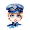 Dessin d’aquarelles de policière