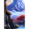 Japan Tower Wasserfall Gemälde