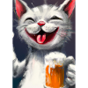Glückliche Katze mit Bier