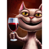Katze mit Wein