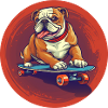 Bulldog on Skateboard - Sunset Red