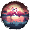 Flamingo, Couple, Sunset, Sun, Beach