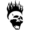 Flaming screaming skull (black)