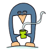 Penguin drinking coffee