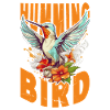 Kolibri Blomster Fugl Dyrekunst Akvarel Farverig