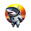 Shark astronaut in sunset