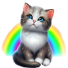 Bébé chat sous arc-en-ciel