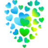 blue hearts, many hearts