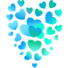 blue hearts, many hearts