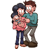 Cartoon Couple With Baby