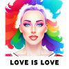 Söt HBT-tjej Färgglad kärlek är Love Pride