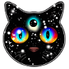 Trippy cat with galaxy eyes