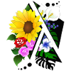 Blumen Arrangement abstrakt zerschnitten