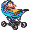 Cartoon Baby In Carriage
