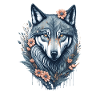 Skurriles Blumenwolf-Aquarellgemälde