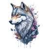 Skurriles Blumenwolf-Aquarellgemälde