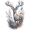 Ruhiges Blumenhirsch-Aquarellgemälde