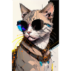 Inkpunk cat with sunglasses 1