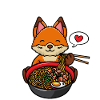 Japonia Anime Fox Ramen Noodles Manga Kawaii