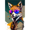 Inkpunk fox with sunglasses 6